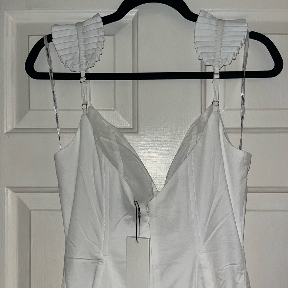 NWT Andrea Iyamah Vola White Maxi Dress - Picture 12 of 13